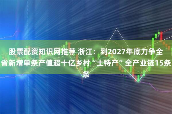 股票配资知识网推荐 浙江：到2027年底力争全省新增单条产值超十亿乡村“土特产”全产业链15条